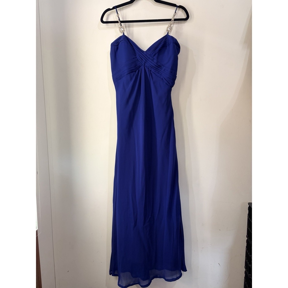 Dave & Johnny‎ Royal Blue Beaded Strap Chiffon Formal Gown Prom Dress Size 5/6
